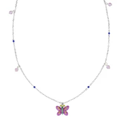 Collana con Farfalla in Argento e Smalto Amen JCLBUB