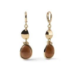 Orecchini pendenti bronzo dorato elementi marroni Unoaerre 2682