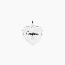 Ciondolo cuore con scritta cugina e cristallo Kidult 741039