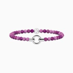 Bracciale elastico componibile con agata fucsia striata Kidult 732201
