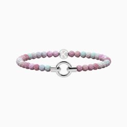 Bracciale elastico componibile con agata rosa striata Kidult 732202