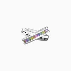 Anello con frase amica e cristalli multicolor Kidult 721013-11