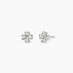 Orecchini quadrifoglio in Argento Diamati Lab Grown ct 0,08 Mabina 563901