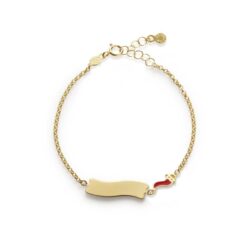 Bracciale Fortuna con cornetto e targhetta in oro giallo Le Bebè PMG035/b