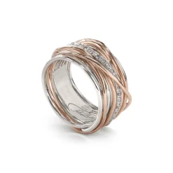 Filodellavita Classic 13 fili in Oro Rosa / Oro Giallo 9kt, Argento 925 e 16 Diamanti Bianchi