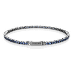 Bracciale tennis in argento brunito con pietre blu Unoaerre 6076