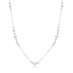 Collana Miluna PCL6872 perle Oriente e topazi bianchi naturali