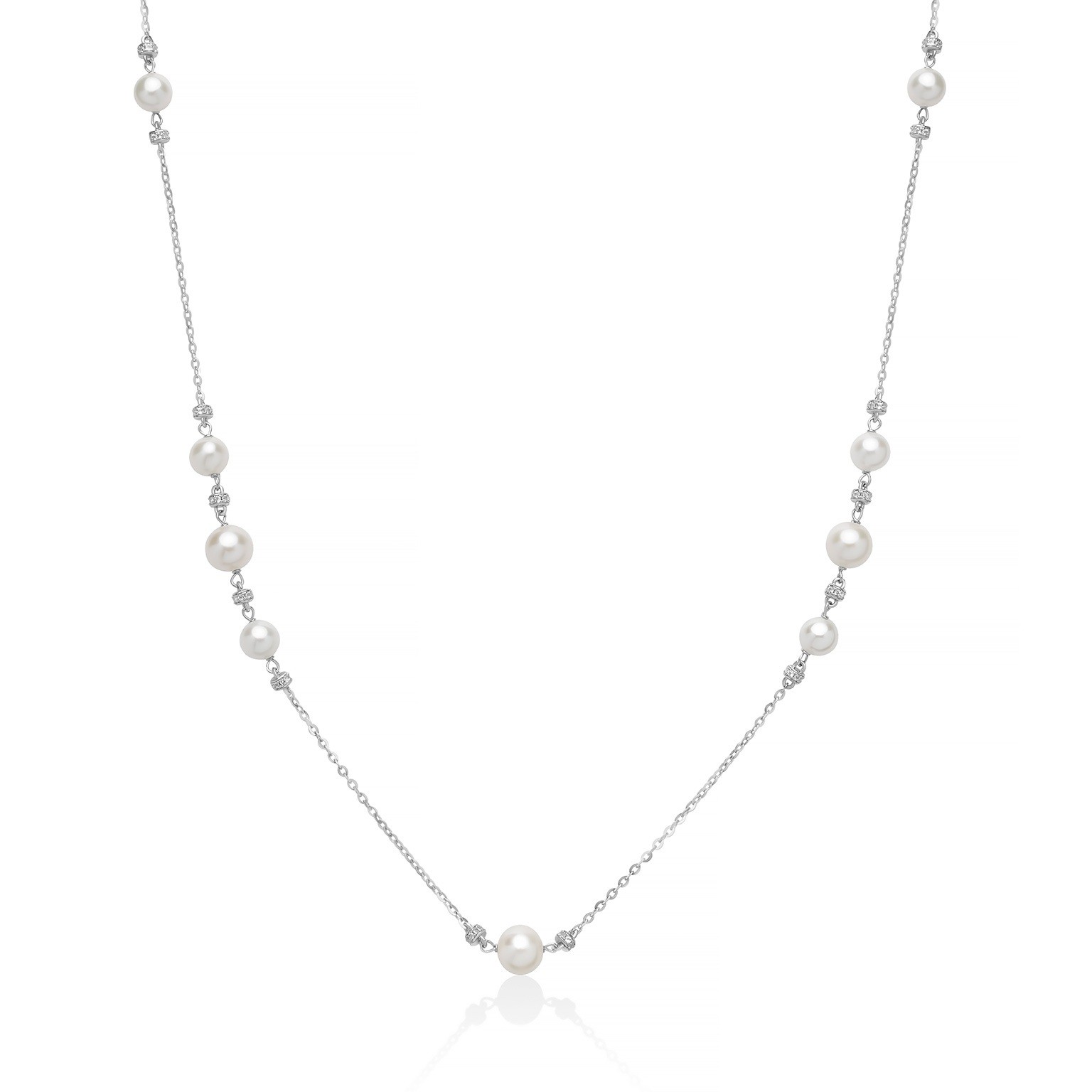 Collana Miluna PCL6872 perle Oriente e topazi bianchi naturali
