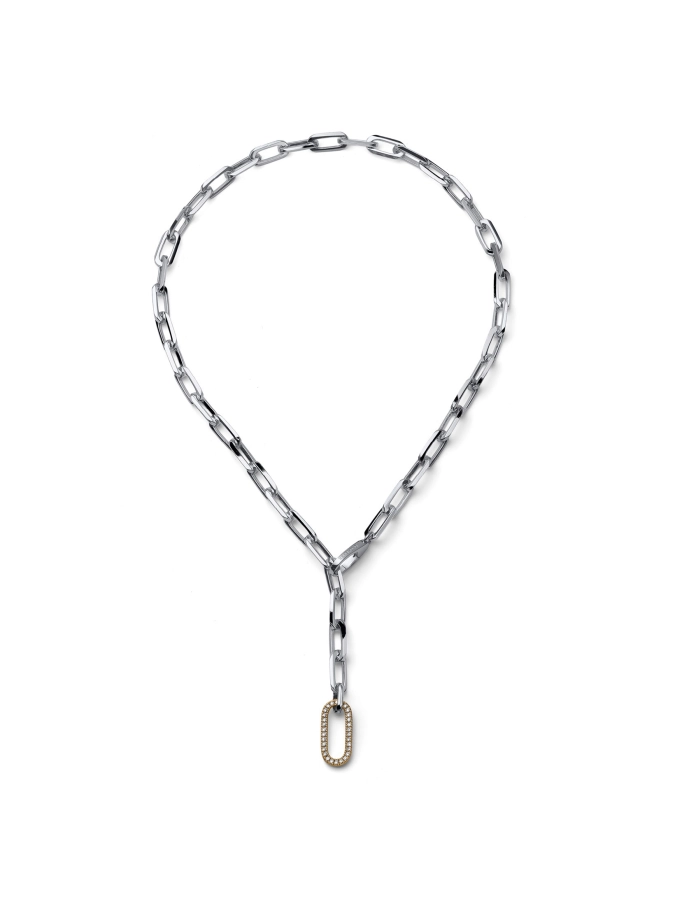 Collana Catena Argentata e Maglia Pavé Unoaerre 2900