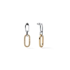 Orecchini Argentati con Catena Pavé Unoaerre 2908